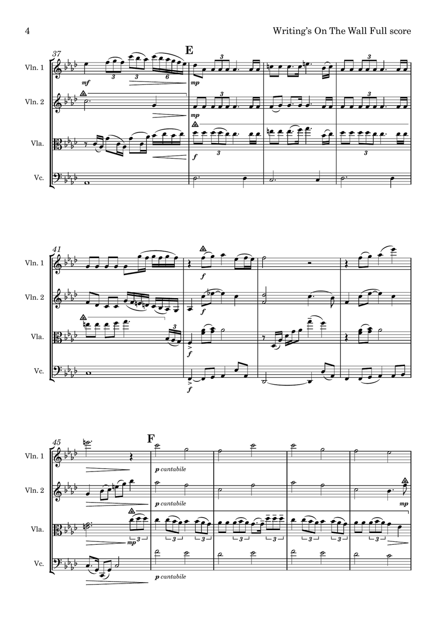 Writing's On The Wall from the film SPECTRE String Quartet scores gallery preview page 4