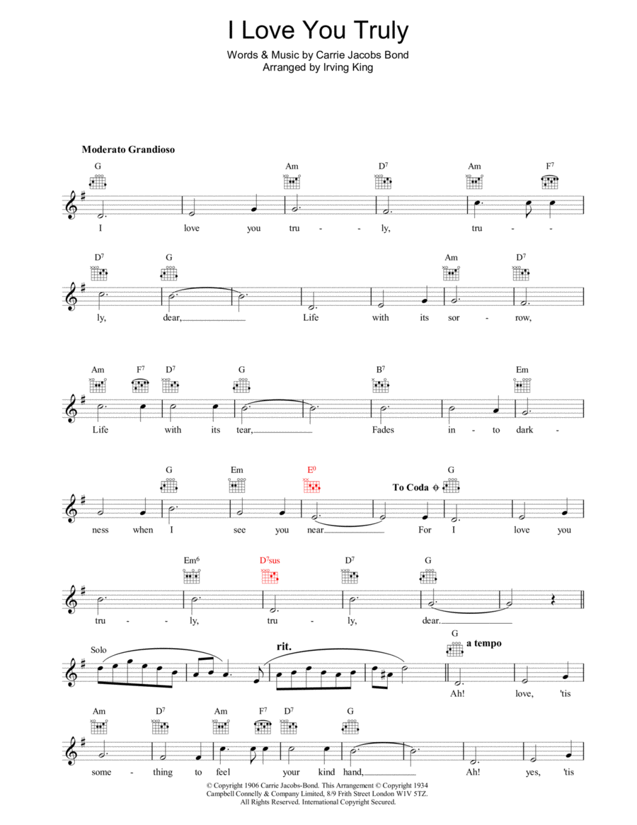 I Love You Truly Piano scores gallery preview page 1