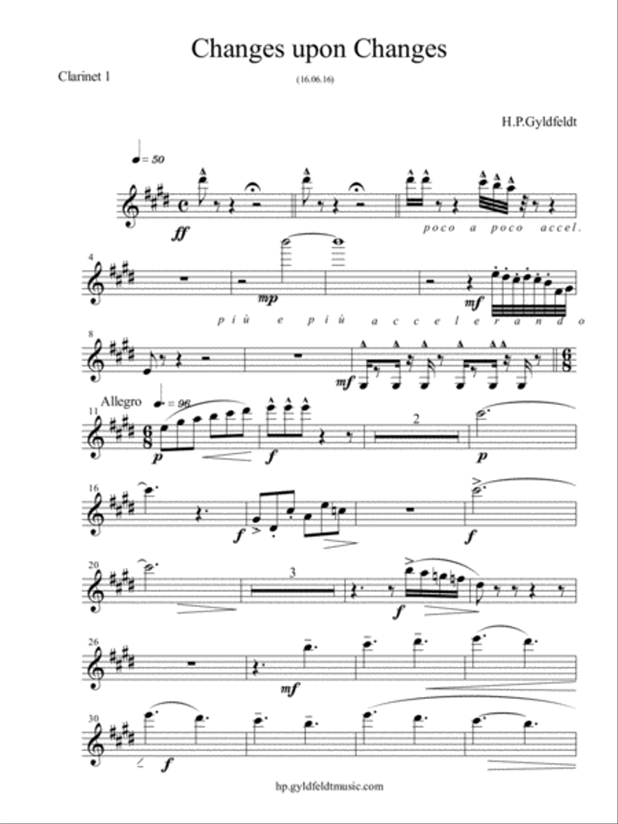PARTS-Changes Upon Changes - 1st. Clarinet Clarinet scores gallery preview page 1
