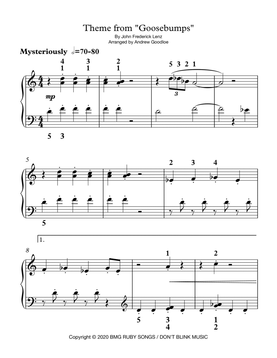 Goosebumps End Theme Small Ensemble scores gallery preview page 1