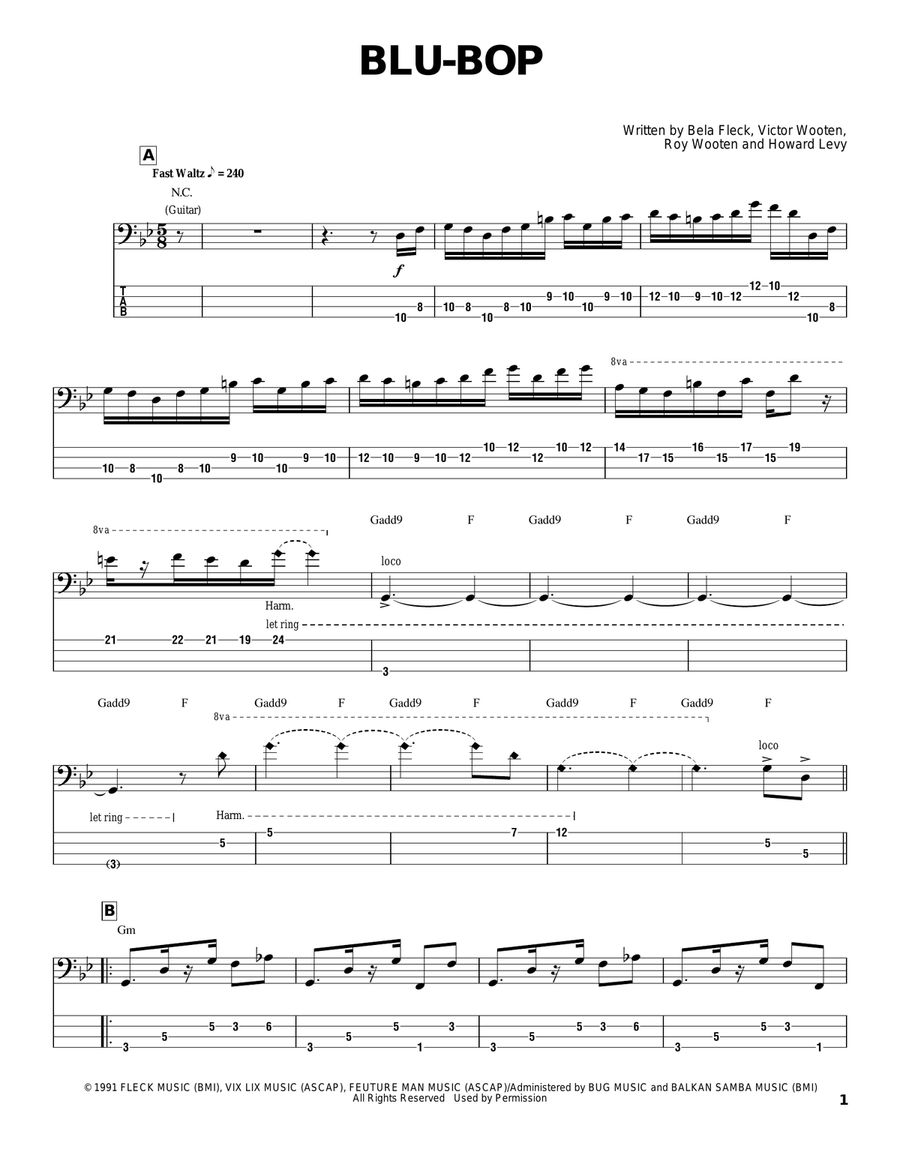 Blu-Bop Blu-Bop Electric Guitar scores gallery preview page 1