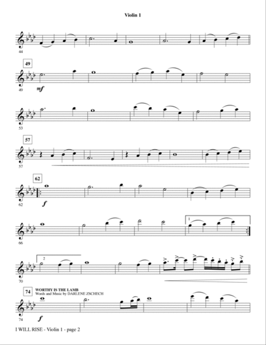 I Will Rise (with Worthy Is The Lamb) - Violin 1 Choir scores gallery preview page 2