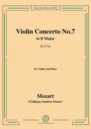Book cover for Mozart-Violin Concerto No.7 in D Major,K.271a,for Violin and Piano