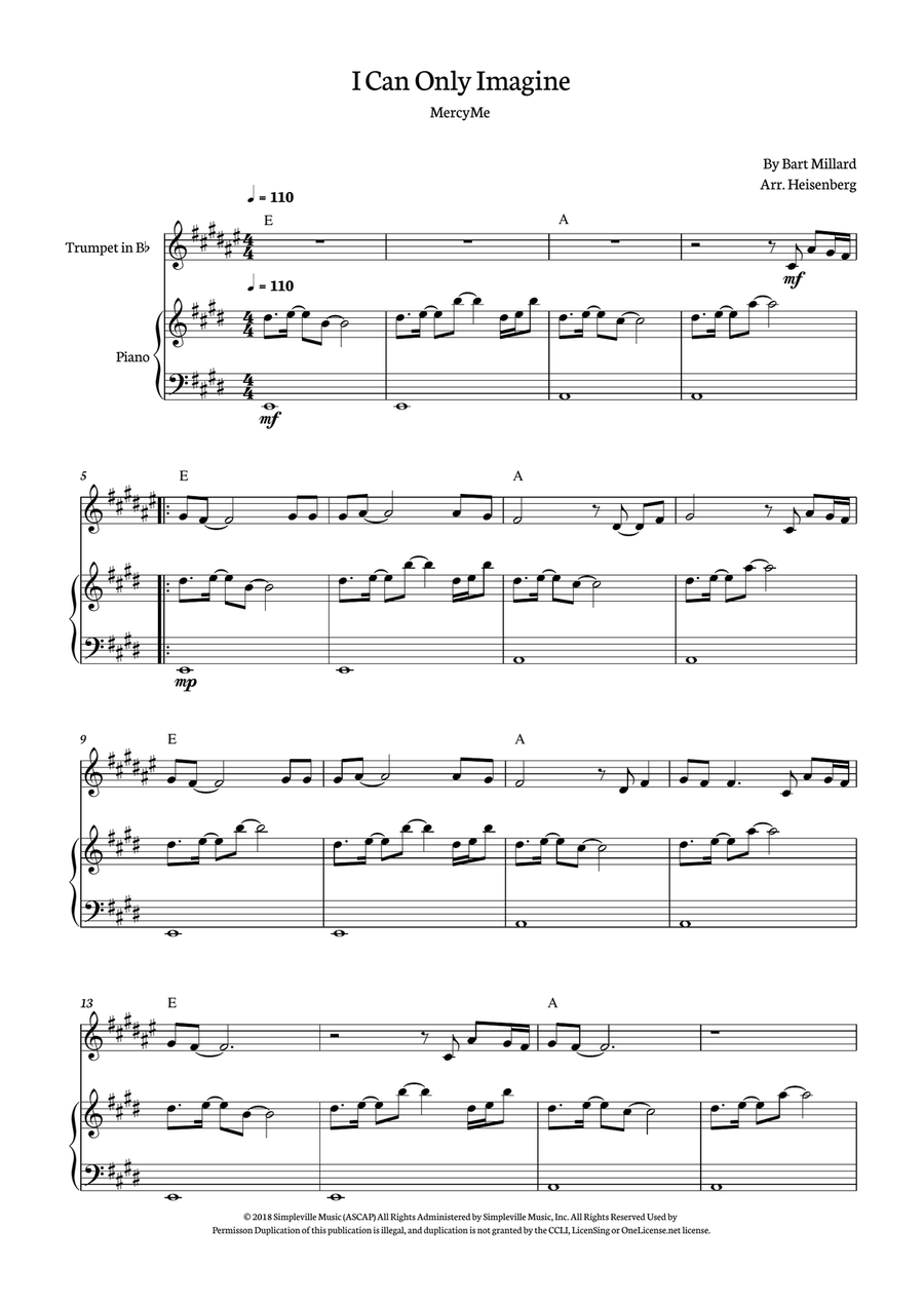 I Can Only Imagine I Can Only Imagine B-Flat Trumpet scores gallery preview page 1