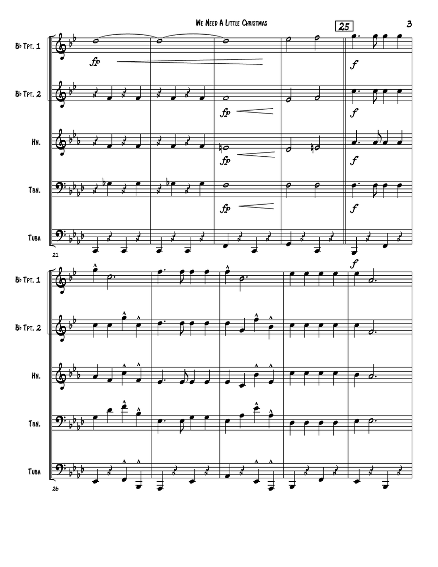 We Need A Little Christmas Brass Quintet scores gallery preview page 3