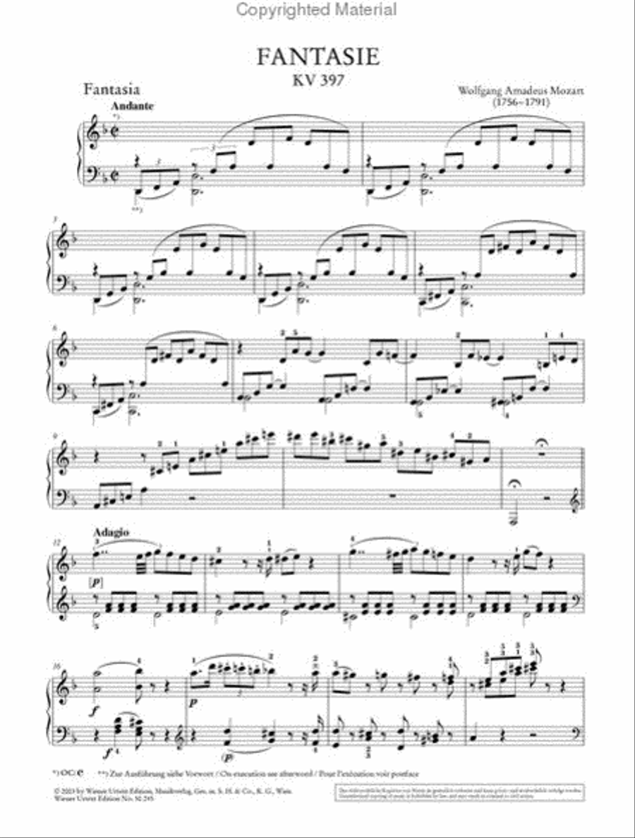 Fantasy in D minor, K 397 Chamber Music scores gallery preview page 2