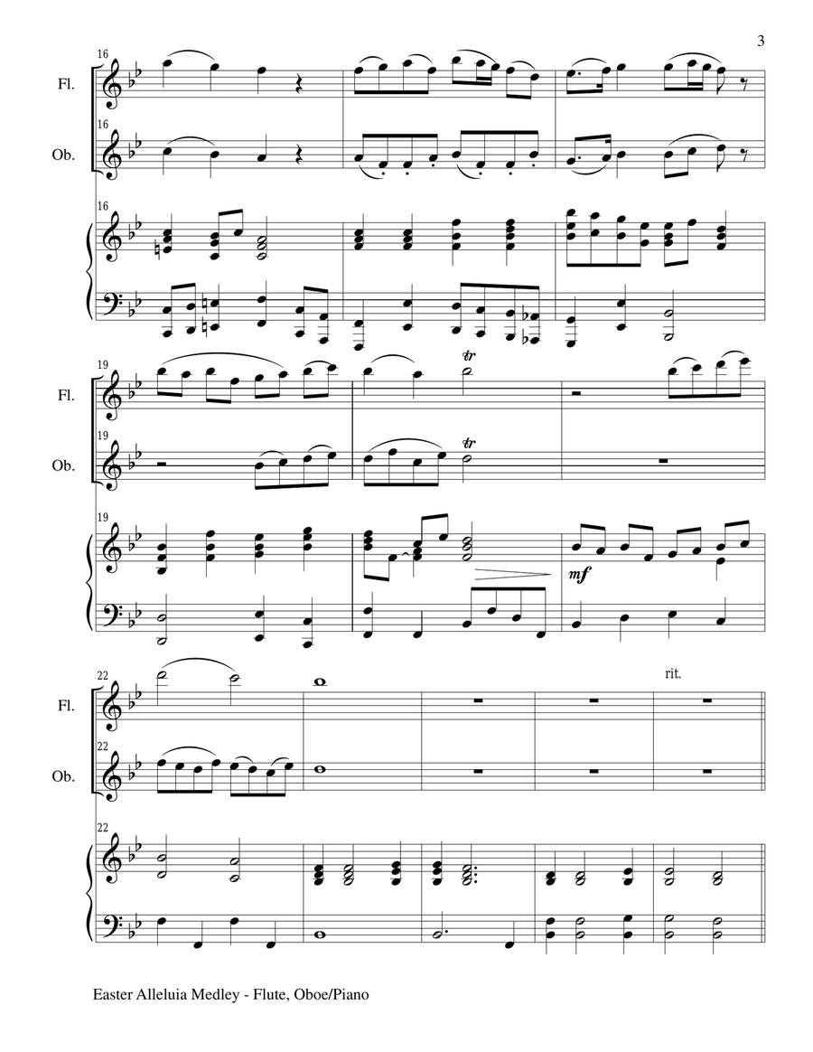 EASTER ALLELUIA MEDLEY (Trio – Flute, Oboe/Piano) Score and Parts EASTER ALLELUIA MEDLEY (Trio – Flute, Oboe/Piano) Score and Parts Woodwind Duet scores gallery preview page 3