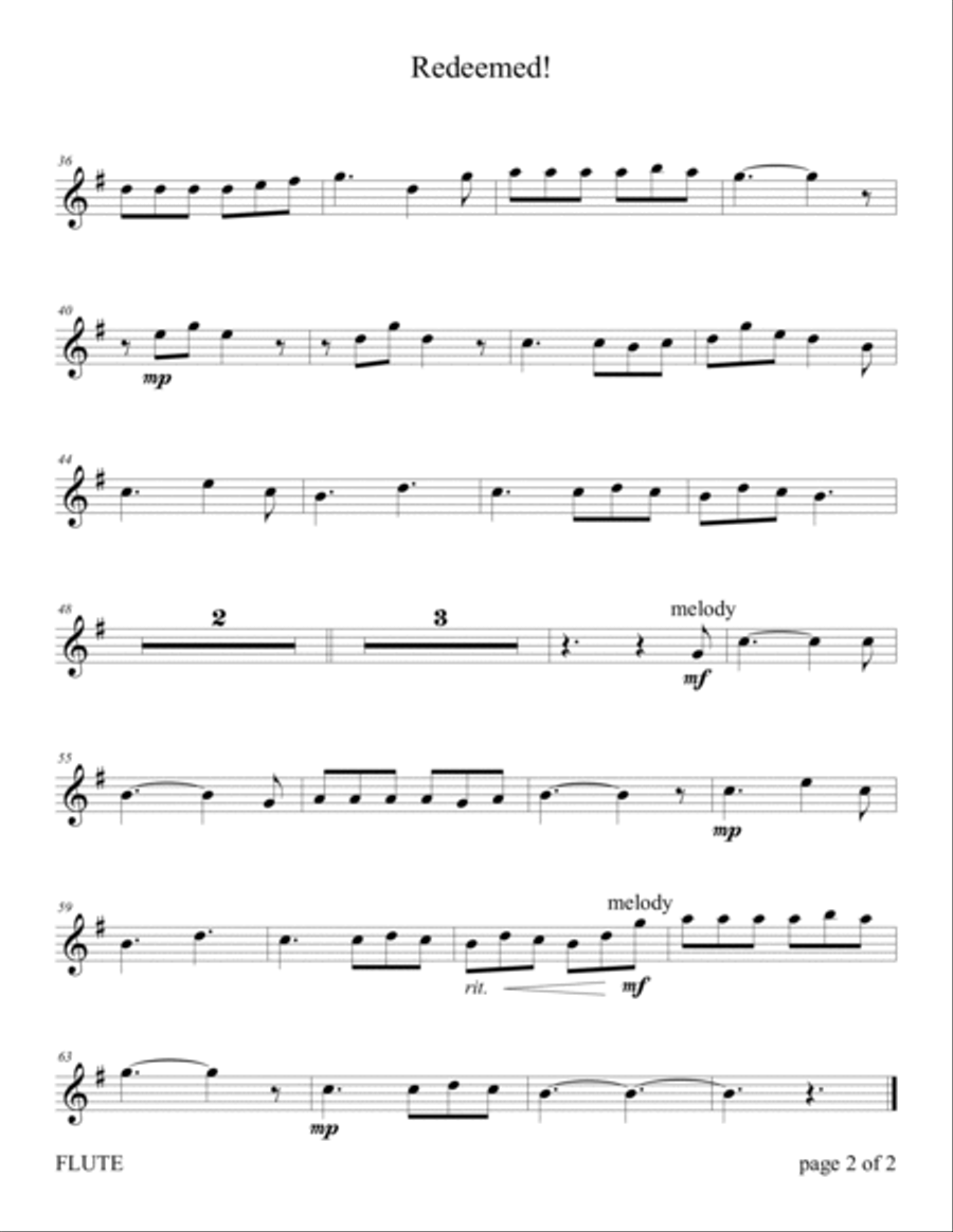 Redeemed! (for Flute and/or Violin Duet with Piano Accompaniment) Flute scores gallery preview page 4