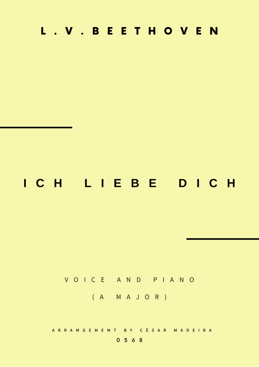 Ich Liebe Dich - Voice and Piano - A Major (Full Score and Parts) Piano, Vocal scores gallery preview page 1
