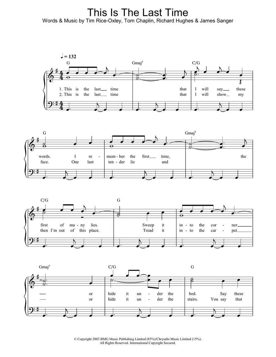 This Is The Last Time Piano Solo scores gallery preview page 1