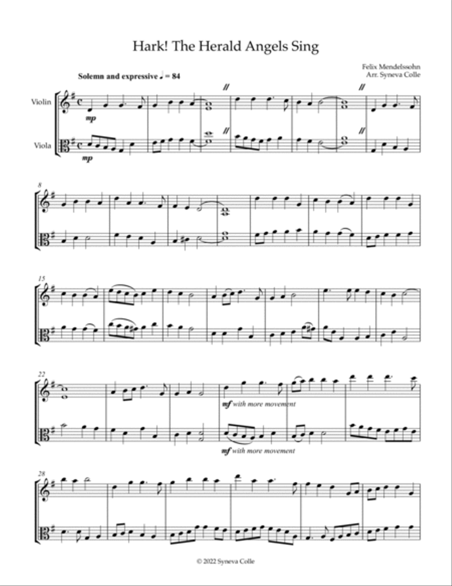 Hark! The Herald Angels Sing String Duet scores gallery preview page 2