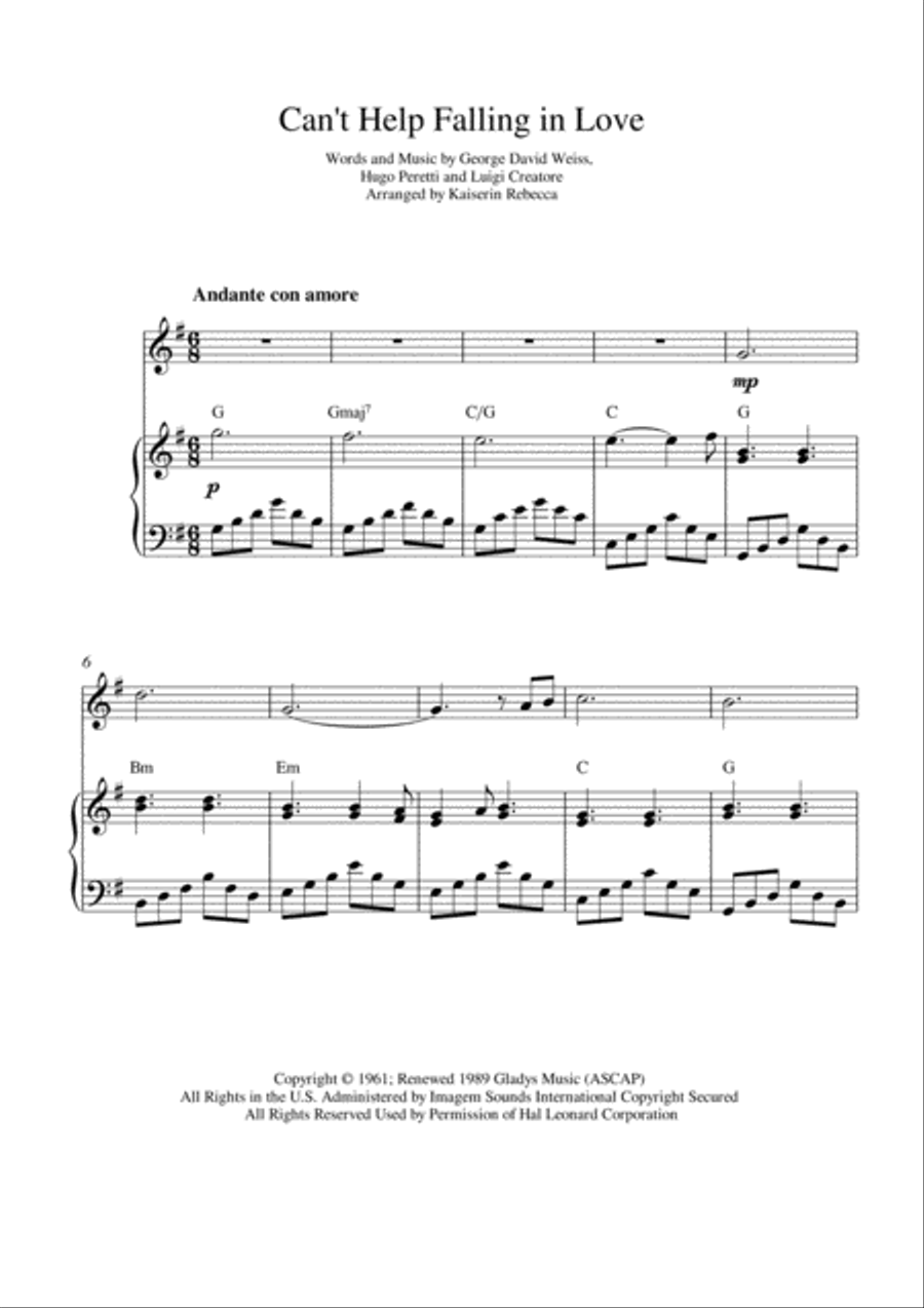 Can't Help Falling In Love Flute Solo scores gallery preview page 1