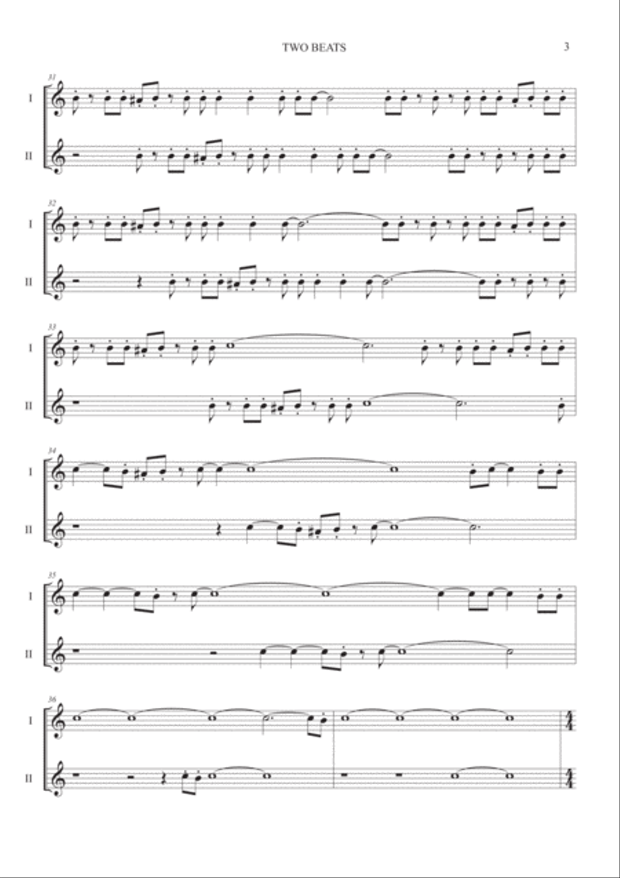 TWO BEATS (2 flutes) Flute Duet scores gallery preview page 3