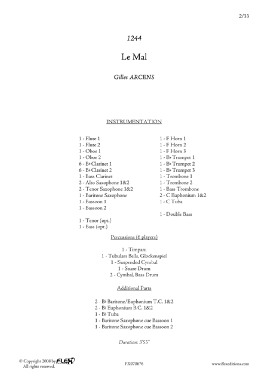 1244 - 3 - Le Mal 1244 - 3 - Le Mal Concert Band scores gallery preview page 2
