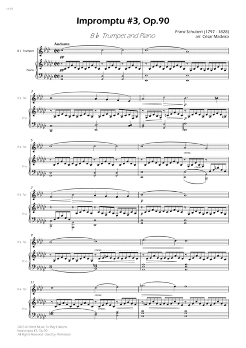 Impromptu No.3, Op.90 - Bb Trumpet and Piano (Full Score and Parts) image number null