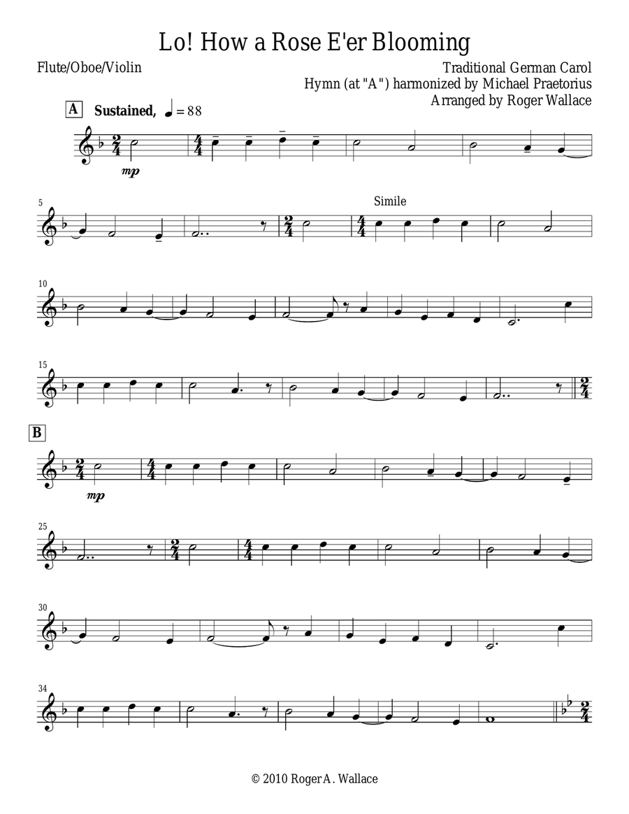 Lo! How a Rose E'er Blooming (Vibraphone & Piano) Piano Accompaniment scores gallery preview page 1