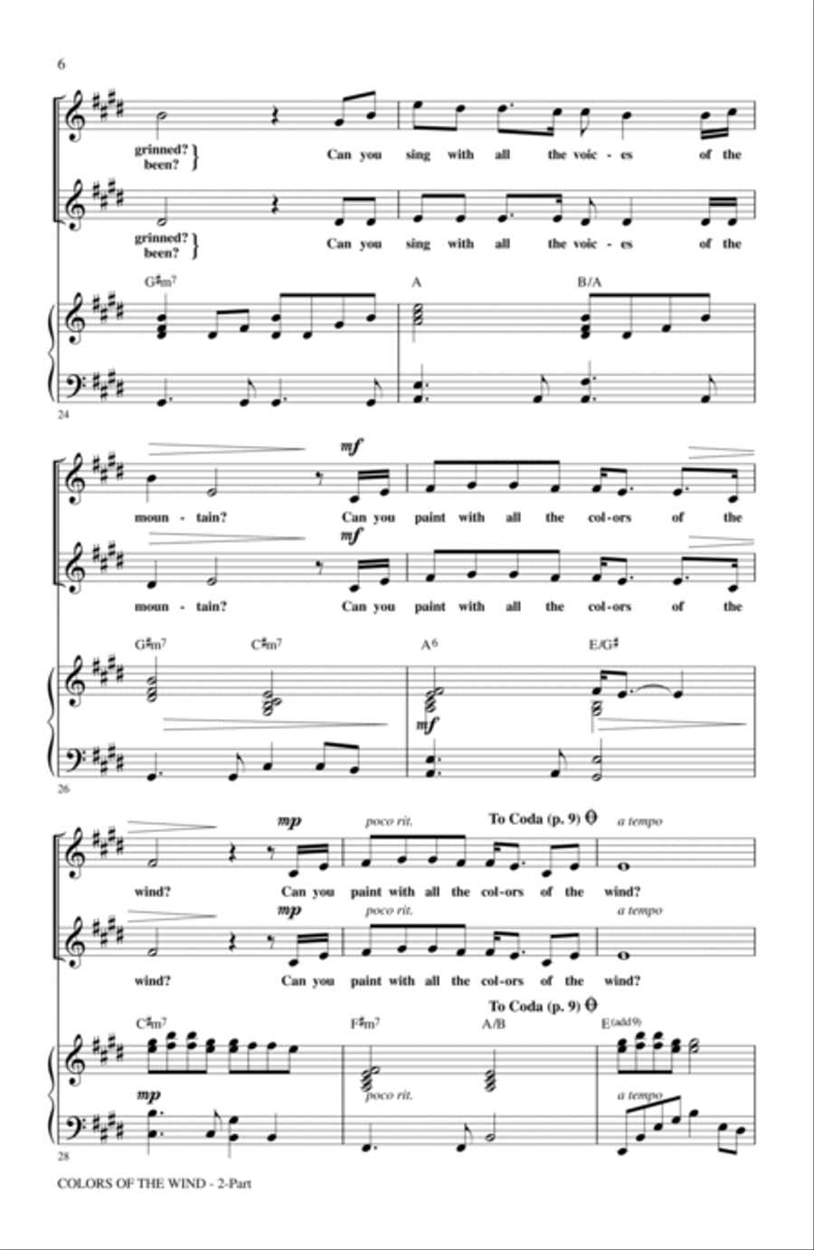 Colors Of The Wind (from Pocahontas) (arr. Audrey Snyder) 2-Part scores gallery preview page 4
