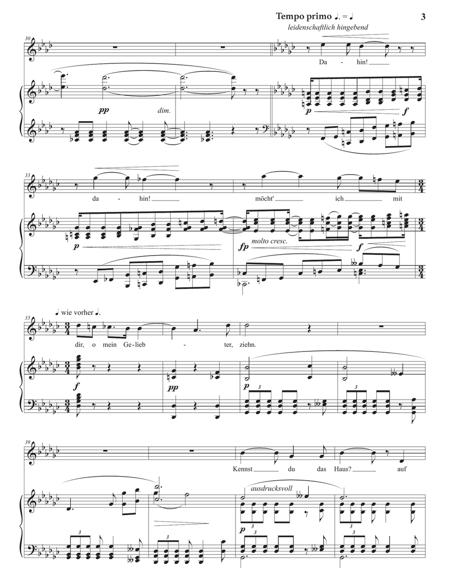 WOLF: Mignon: Kennst du das Land? (transposed to G-flat major) Piano, Vocal scores gallery preview page 4