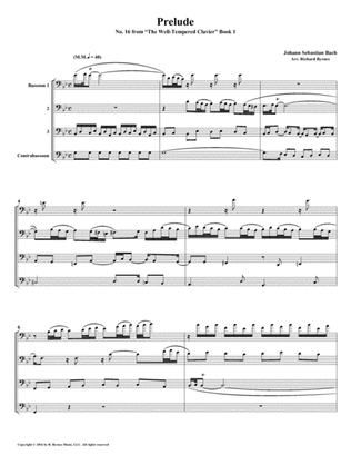 Prelude 16 from Well-Tempered Clavier, Book 1 (Bassoon Quartet)