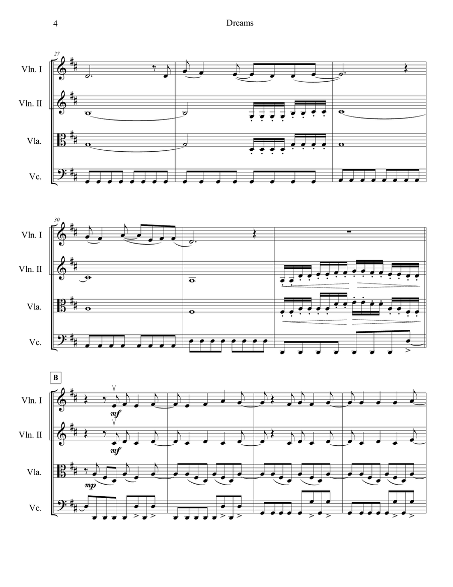Dreams Dreams String Quartet scores gallery preview page 5