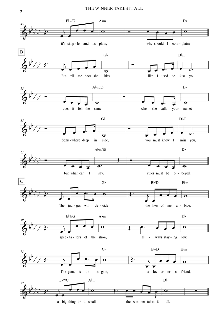 The Winner Takes It All Piano scores gallery preview page 2