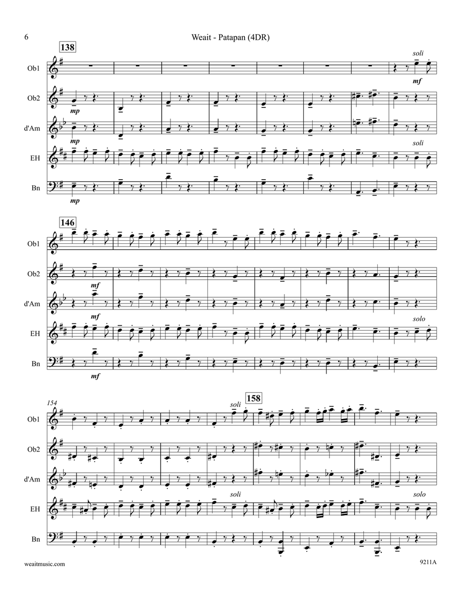 Patapan for 4 double reeds (3’12) Woodwind Quartet scores gallery preview page 6