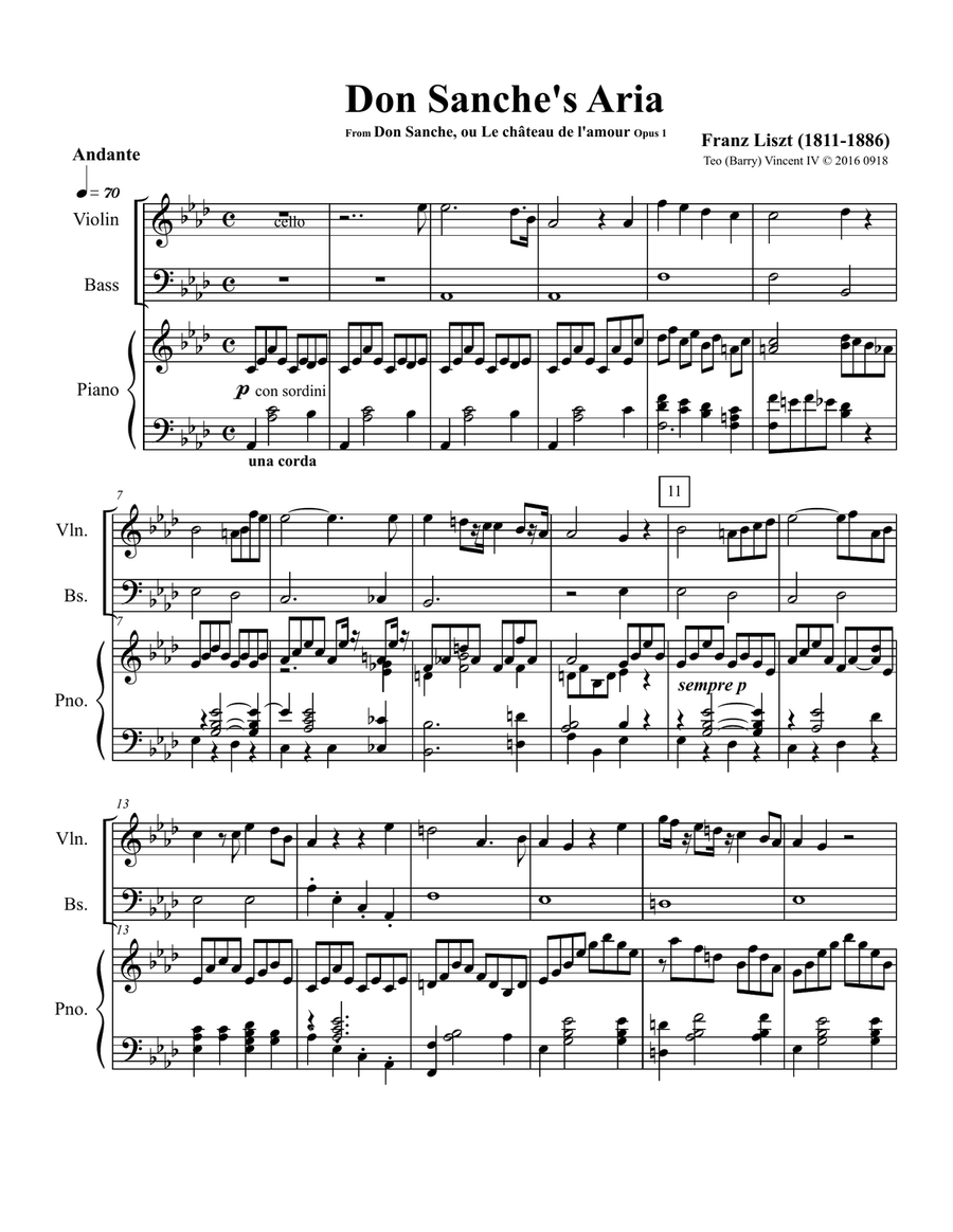 Don Sanche, S.1 ; Op.1: I. Aria Small Ensemble scores gallery preview page 1