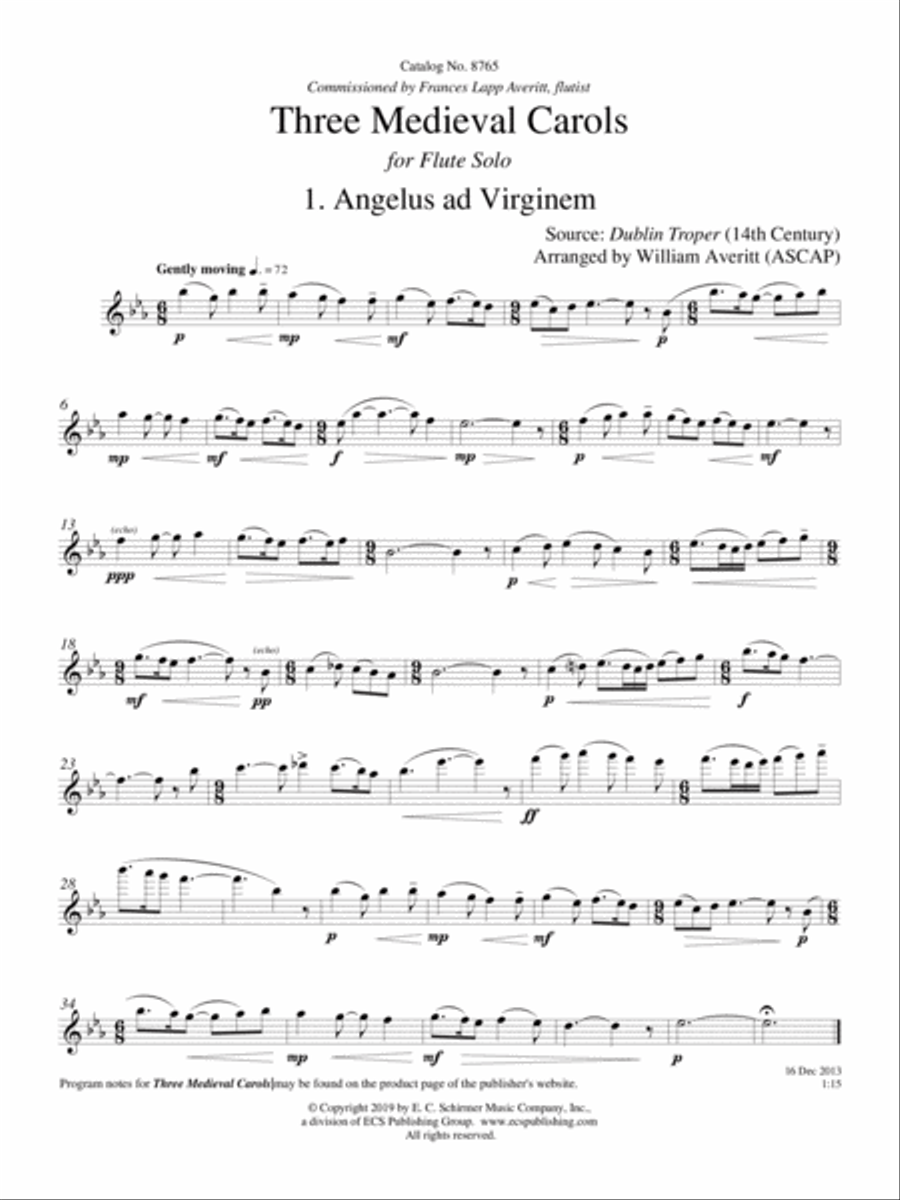 Three Medieval Carols Three Medieval Carols Flute Solo scores gallery preview page 1
