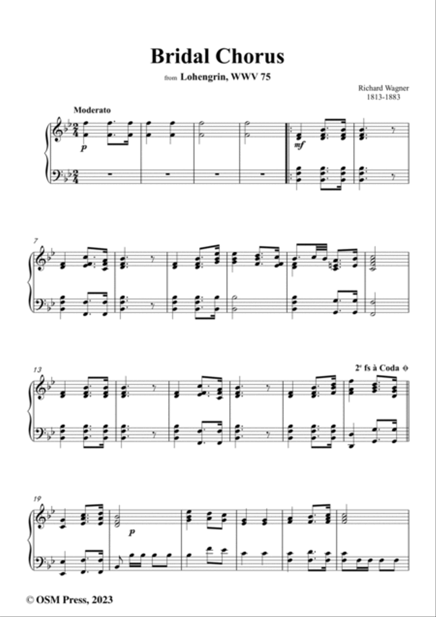 Wagner-Bridal Chorus,for Organ(or Piano) Organ Solo scores gallery preview page 2