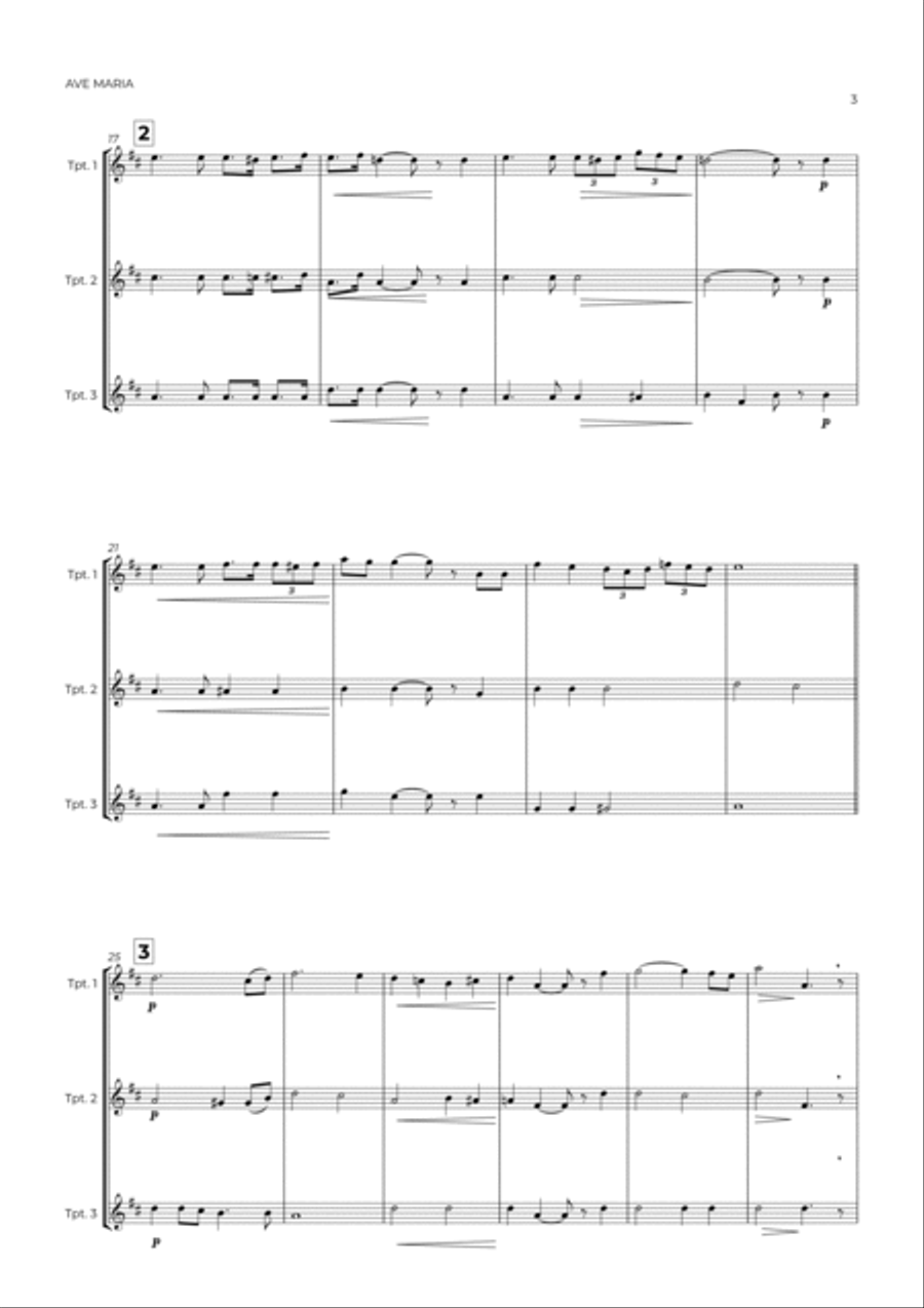 AVE MARIA - SCHUBERT - TRUMPET TRIO AVE MARIA - SCHUBERT - TRUMPET TRIO Trumpet Trio scores gallery preview page 3