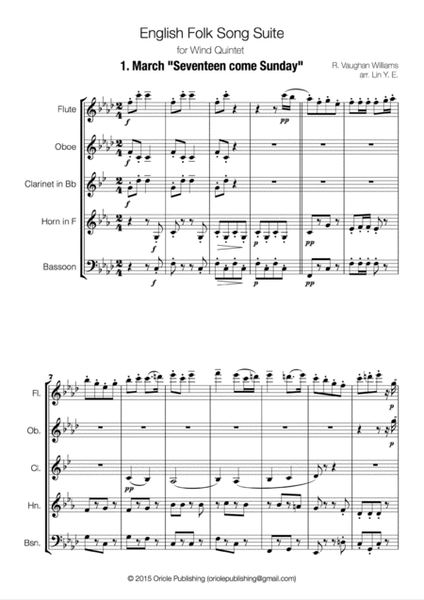 Williams - English Folk Song Suite - Complete (arr. for Wind Quintet) image number null