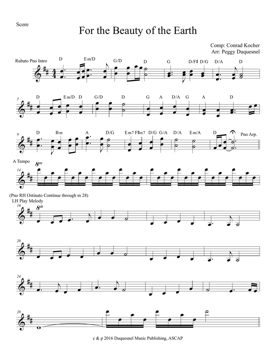 For the Beauty of the Earth Large Ensemble scores gallery preview page 1