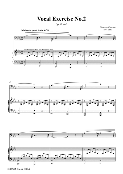 G. Concone-Vocal Exercise No.2,for Contralto(or Bass) and Piano image number null