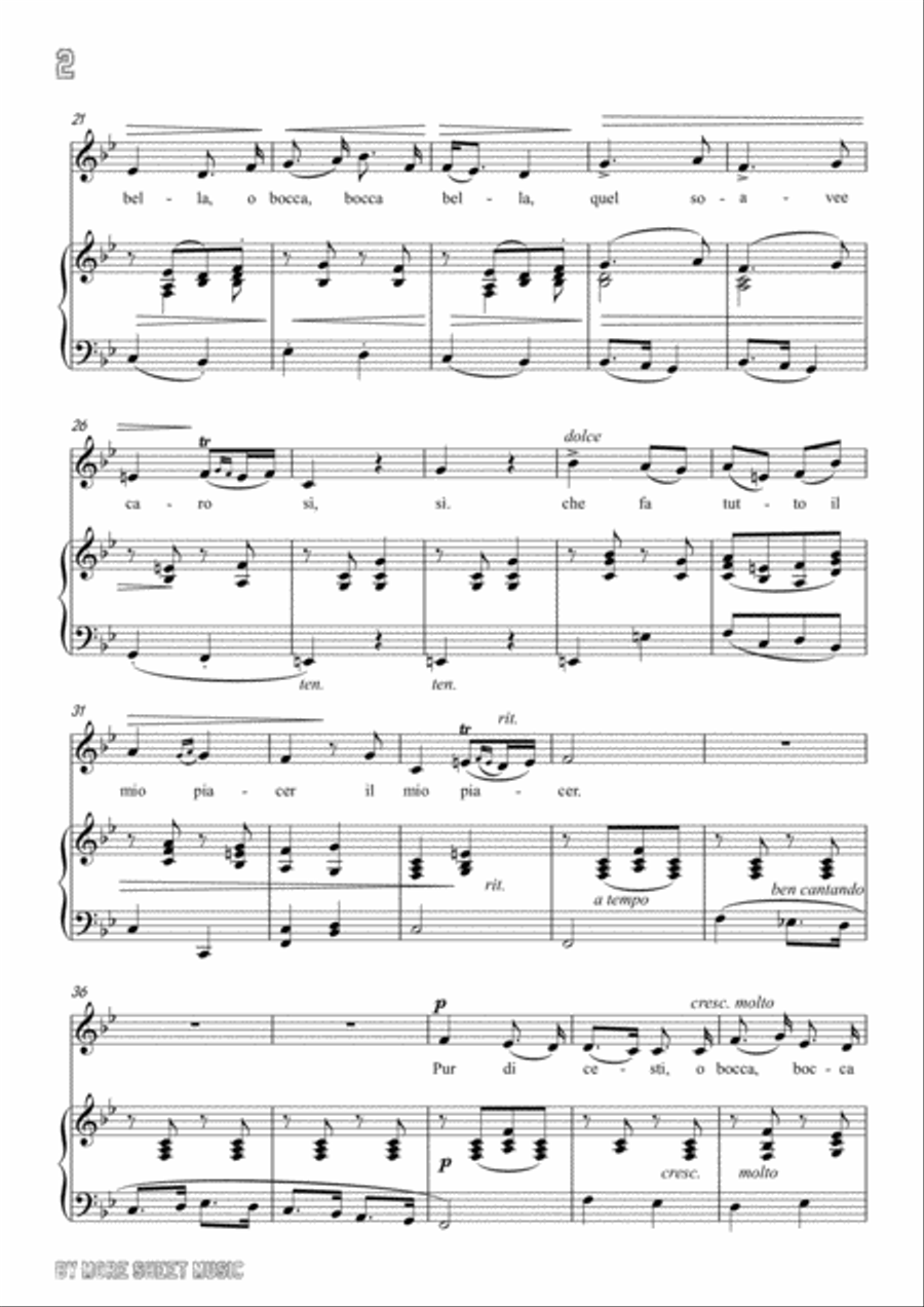 Lotti-Pur dicesti,o bocca bella in B flat Major,for Voice and Piano Voice Solo scores gallery preview page 4