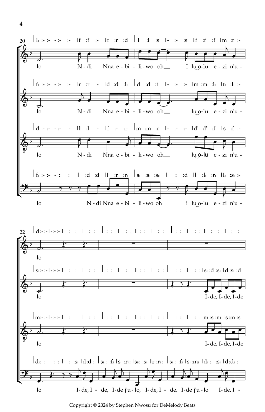 Ndi Nna Ide 4-Part scores gallery preview page 4