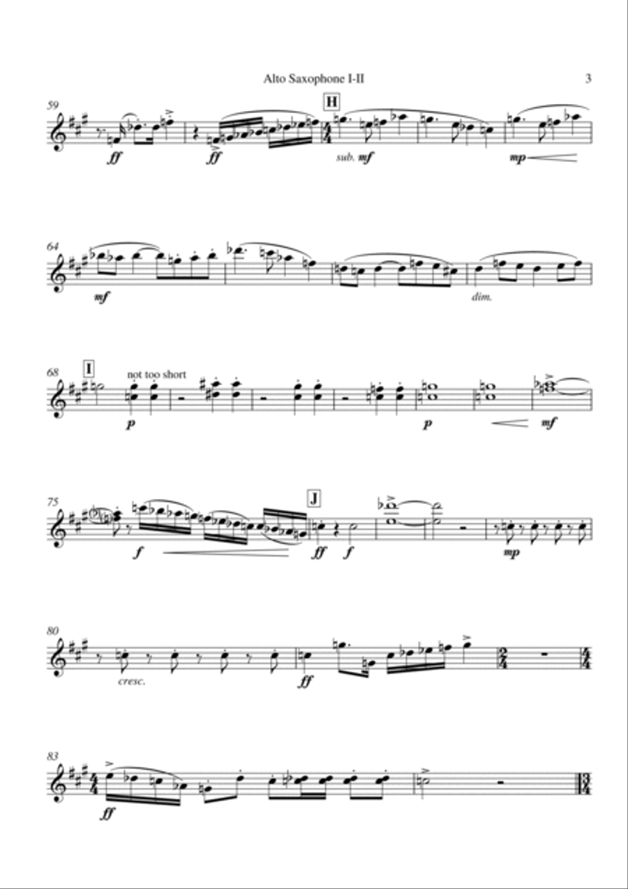 Richard Faith/László Veres: Festivals for concert band : 1st & 2nd alto saxophone part Concert Band scores gallery preview page 3