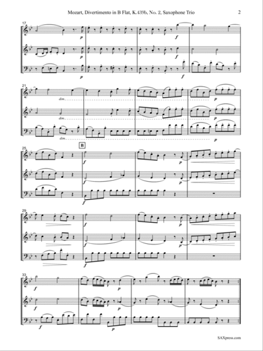 Divertimento in B-Flat, K.439b no 2 Woodwind Trio scores gallery preview page 5