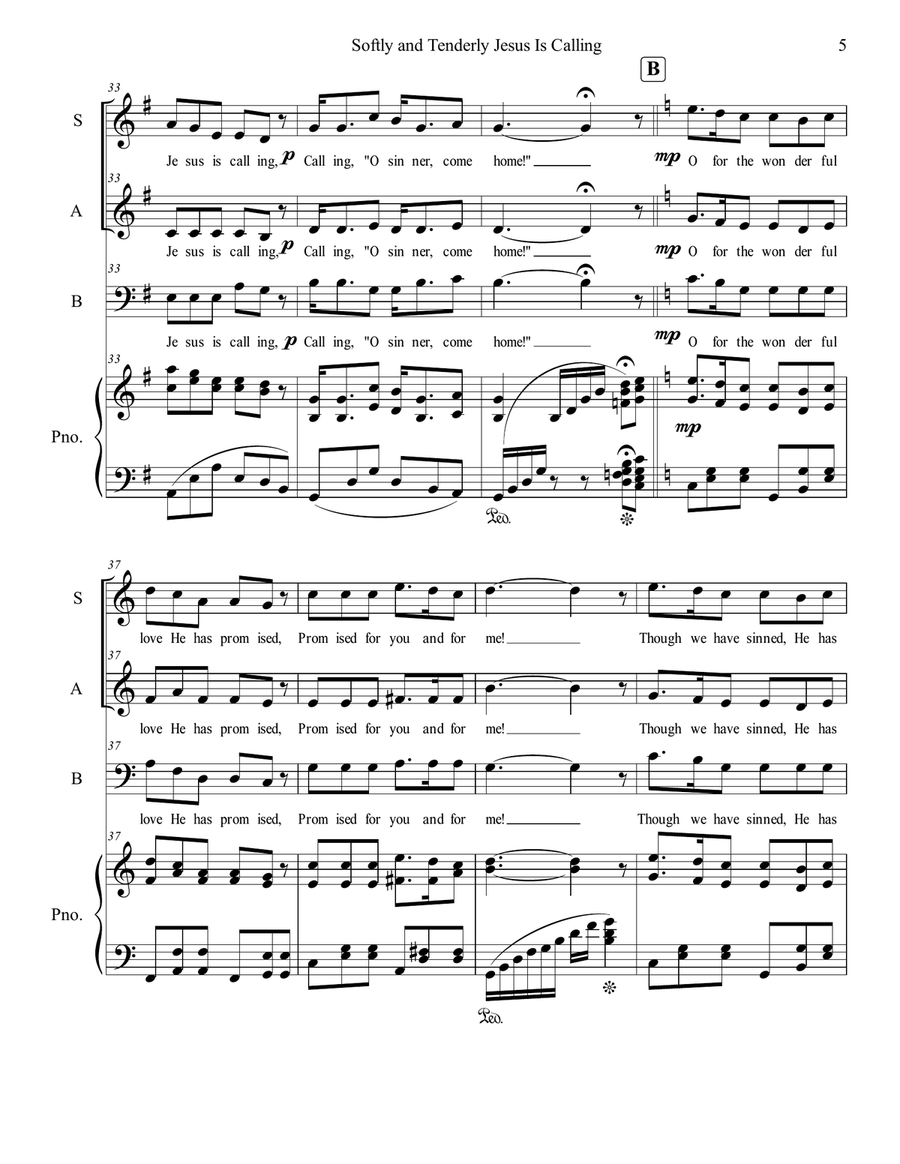 Softly and Tenderly Softly and Tenderly 3-Part scores gallery preview page 5