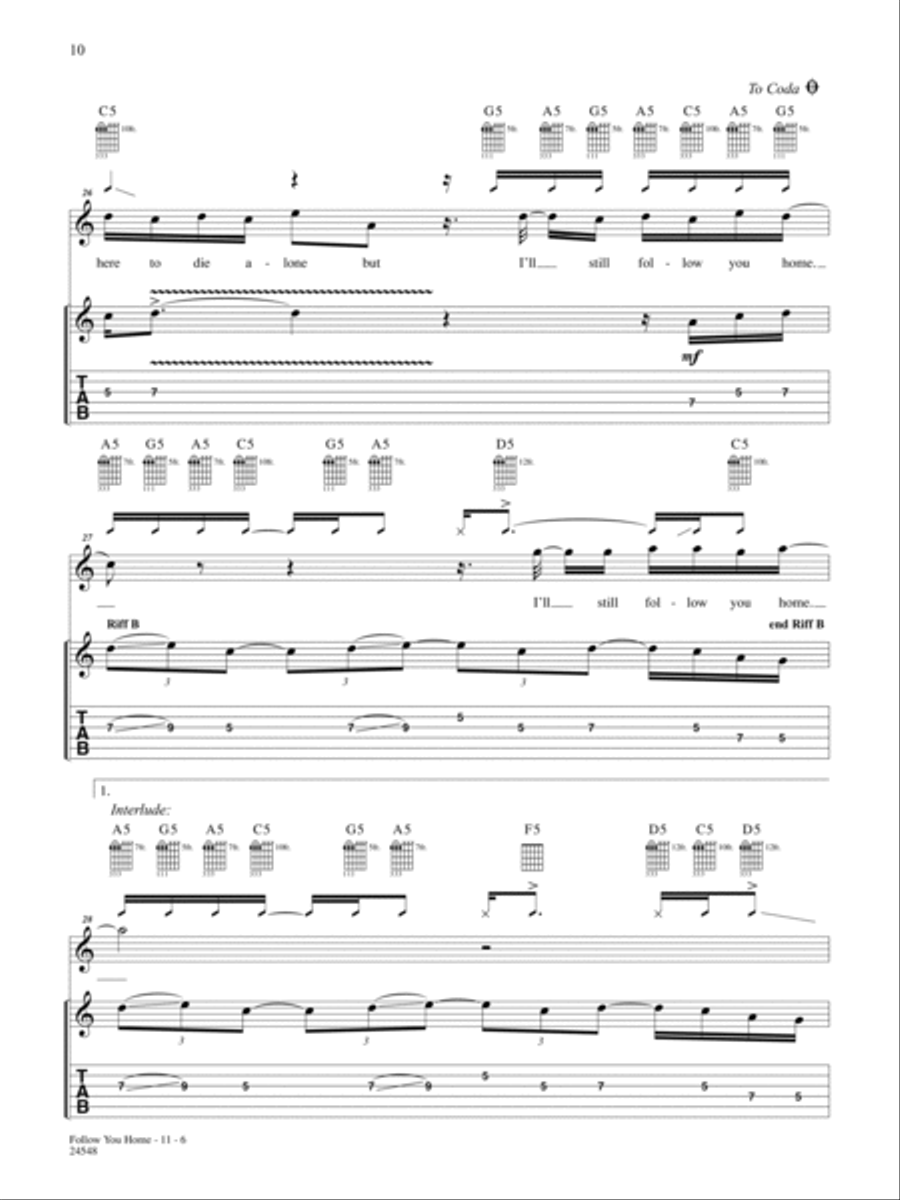Follow You Home Guitar Tablature scores gallery preview page 6