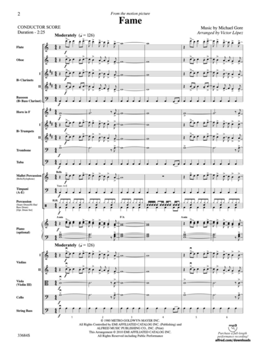 Fame (from the Motion PictureFame) Full Orchestra scores gallery preview page 2