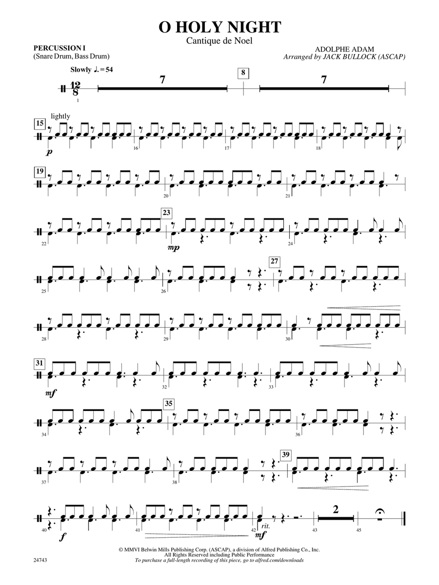 O Holy Night (Cantique de Noel): 1st Percussion