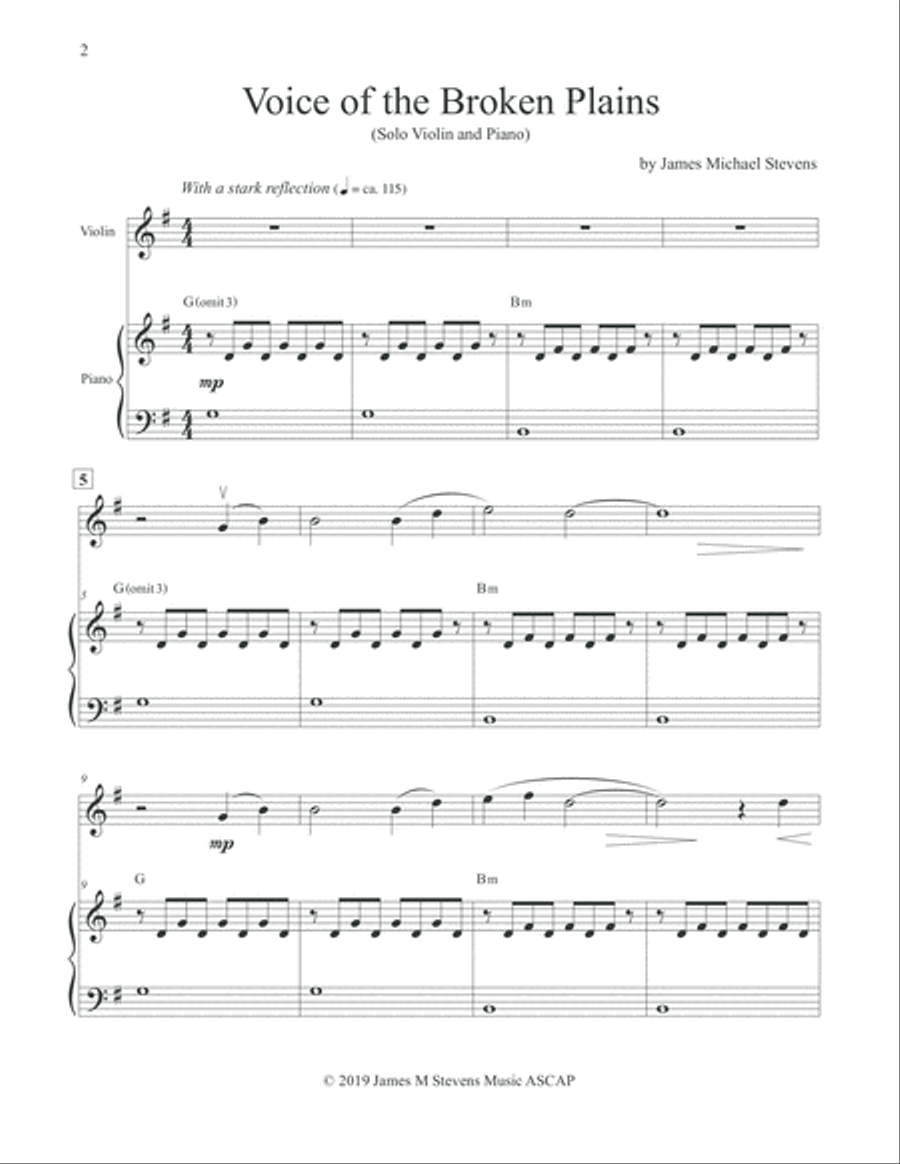 Voice of the Broken Plains - Violin & Piano Violin Solo scores gallery preview page 2