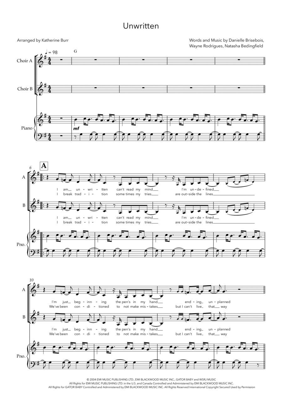 Unwritten 2-Part scores gallery preview page 1