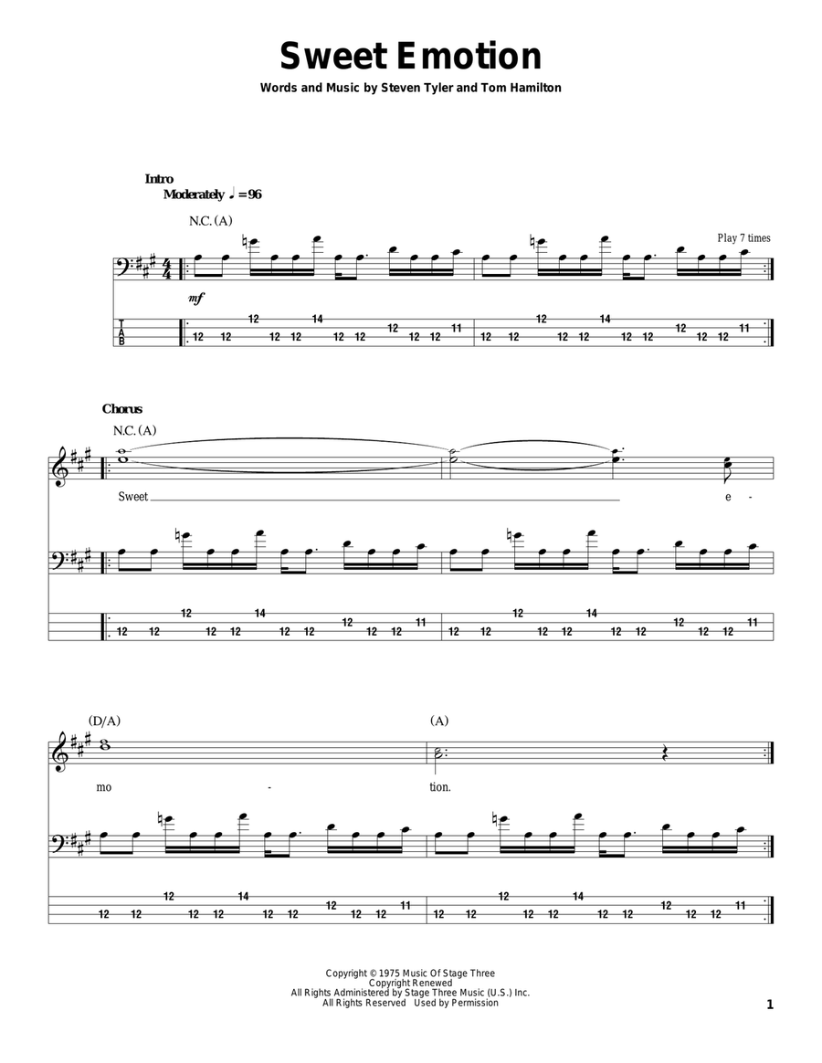 Sweet Emotion Acoustic Guitar scores gallery preview page 1