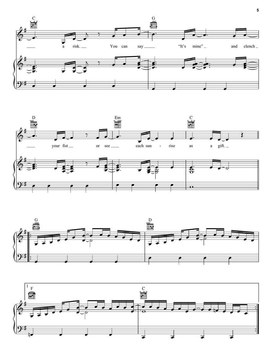 Up & Up Piano, Vocal, Guitar scores gallery preview page 5
