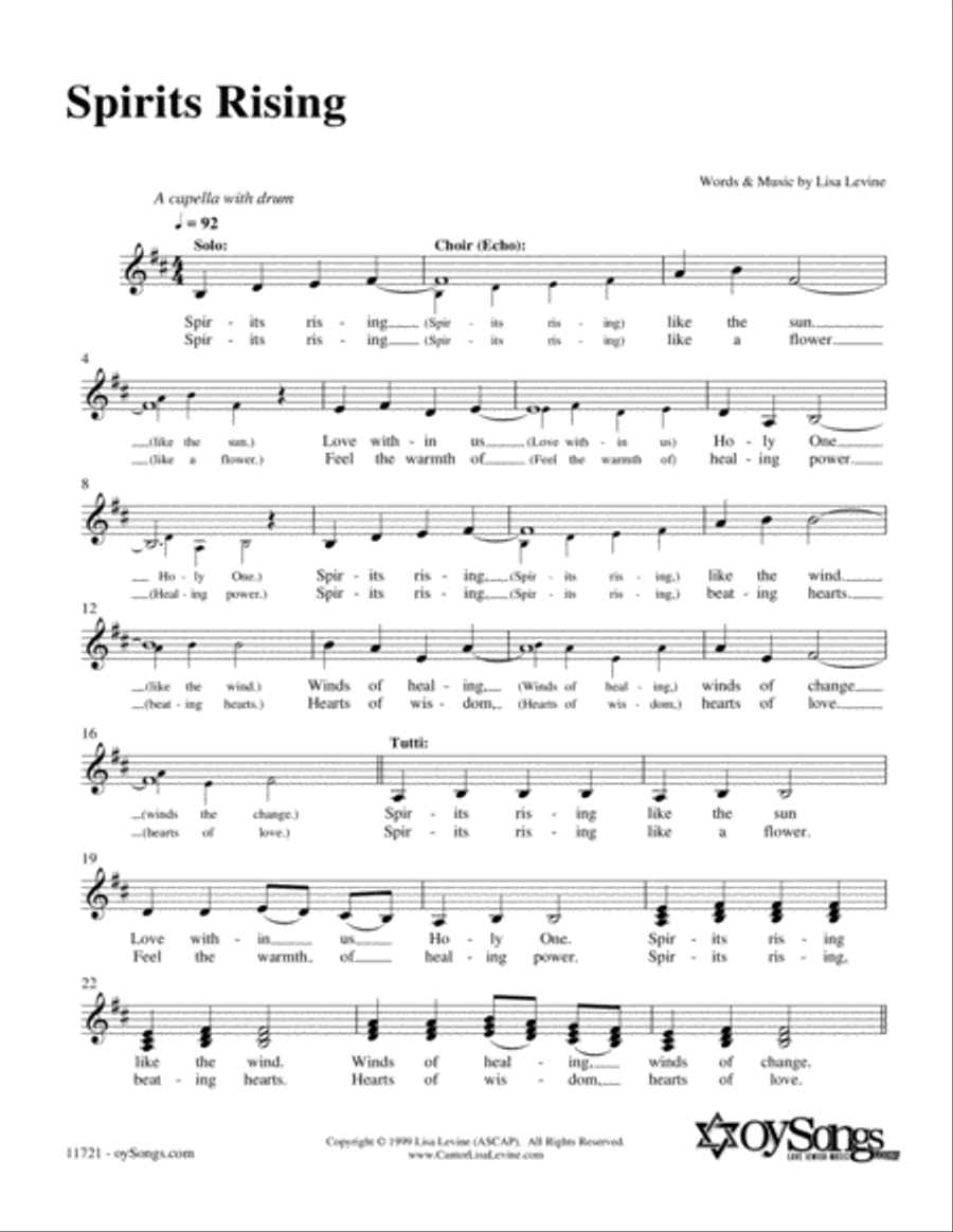 Spirits Rising Piano scores gallery preview page 1