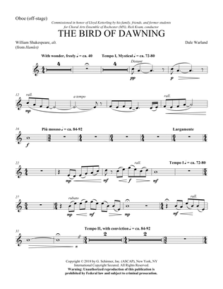 Book cover for Bird Of Dawning - Oboe