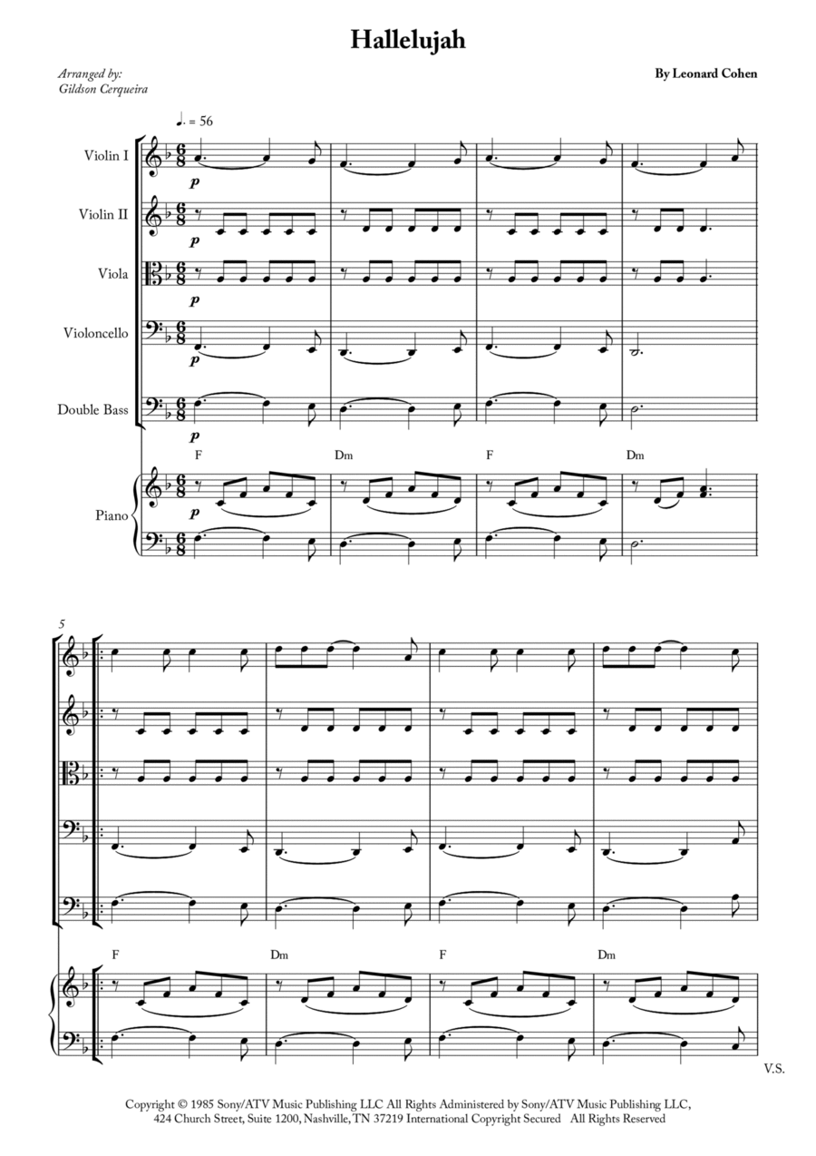 Hallelujah Hallelujah String Quintet scores gallery preview page 1
