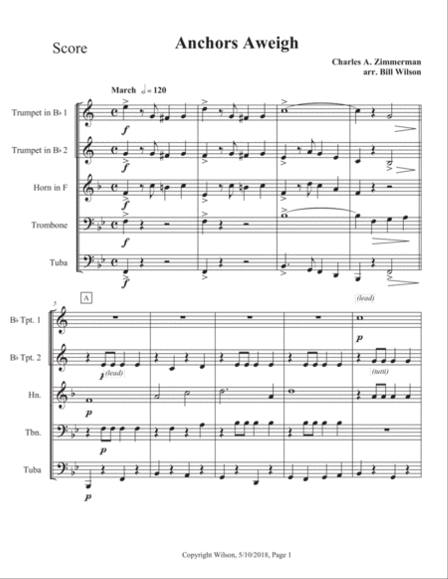 Anchors Aweigh Brass Quintet scores gallery preview page 2