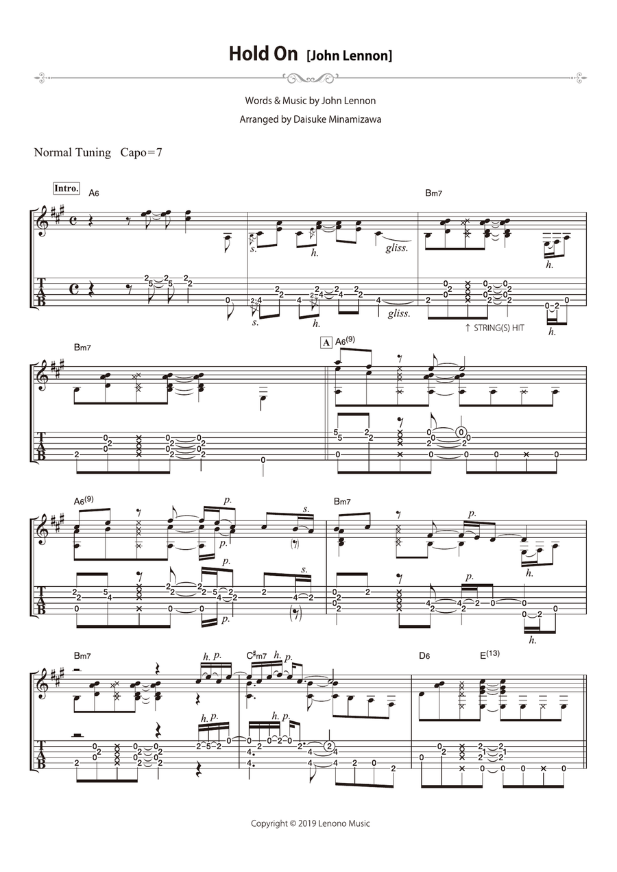 Hold On Acoustic Guitar scores gallery preview page 1
